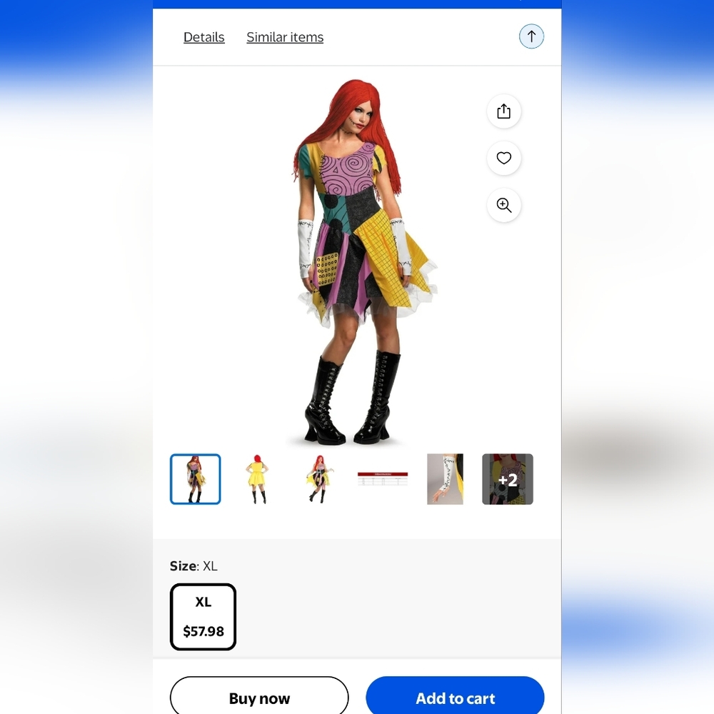 Adult Sally Costume Size Large